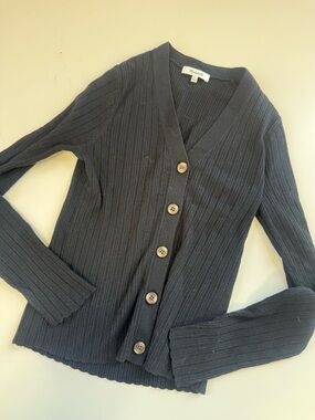 Madewell Ribbed V-Neck Button-Front Women's Sweater Long Sleeve: Size Small
